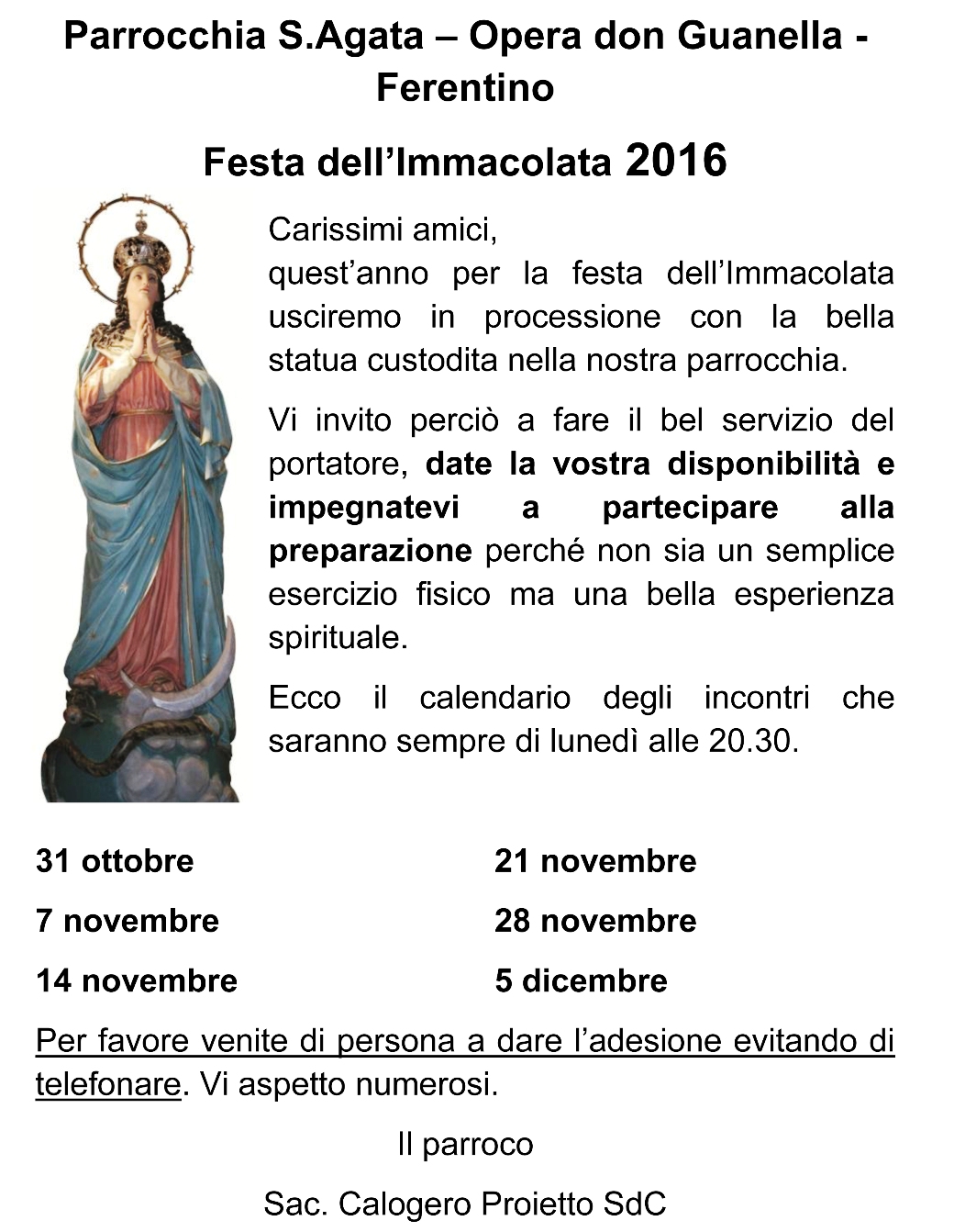 invito portatori immacolata 2016